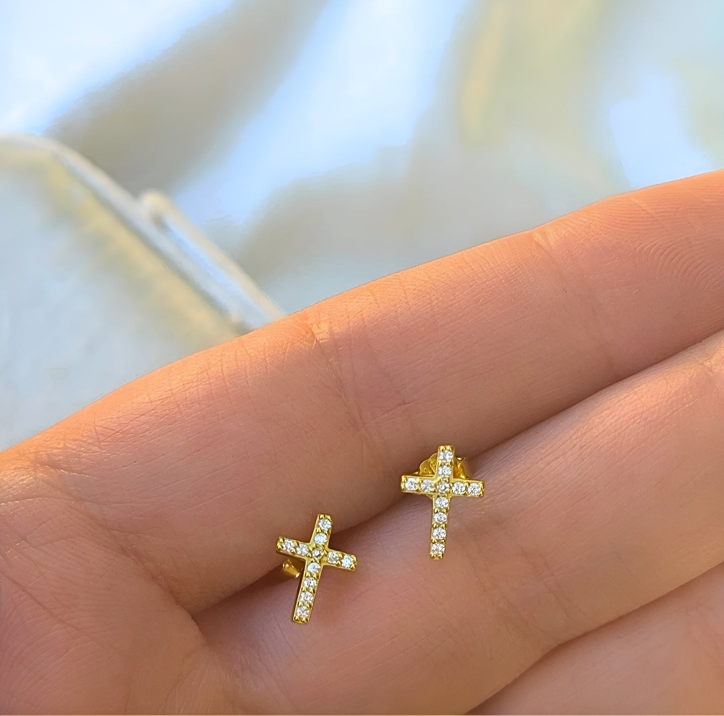 Sacred Cross Gold Studs