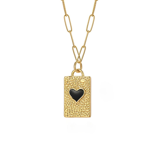 Love Note Black Heart Gold Necklace