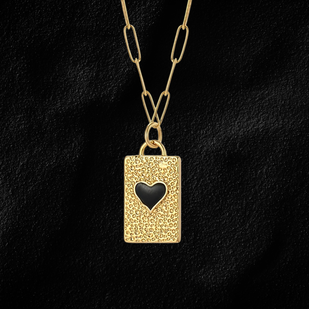 Love Note Black Heart Gold Necklace